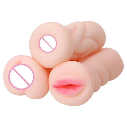 11cm Silicone Male Masturbator Artificial Mouth Anal Vaginal For Men 18 Penis Pump Glans Sucker Real Pussy Sex Toys Erotic Goods - Twisssted