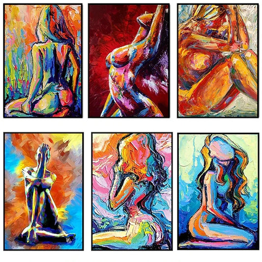 Abstract Woman Nude Sexy Body Art Canvas Painting And Print Sex Posters Wall Art Pictures Modern Bedroom Home Decor Frameless