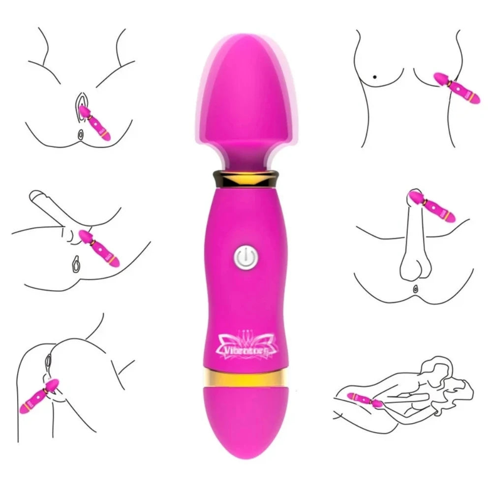 12 Modes Vibration Mini Vibrator Magic Stick Massager Clitoris G-Spot Vibrators Sex Toy For Women Adults 18 Female Masturbator - Twisssted